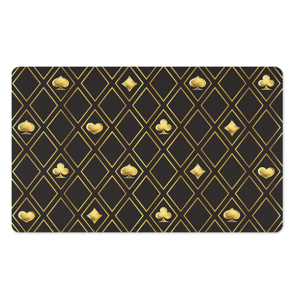 Gold Playing Card Suits Pattern Print Polyester Doormat