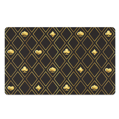 Gold Playing Card Suits Pattern Print Polyester Doormat