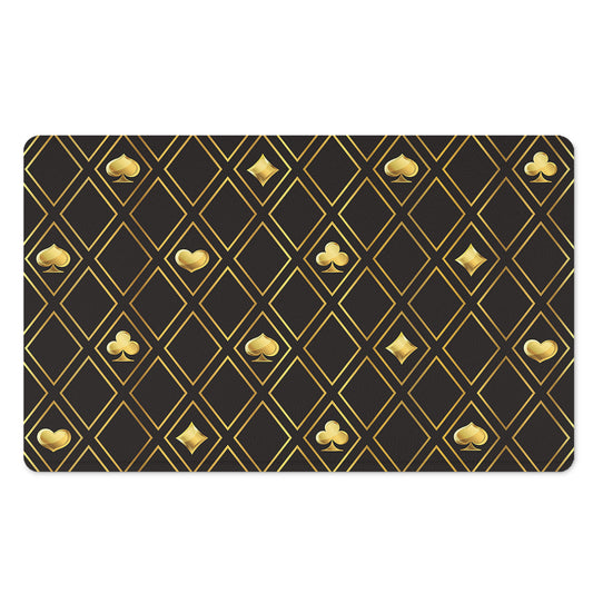 Gold Playing Card Suits Pattern Print Polyester Doormat