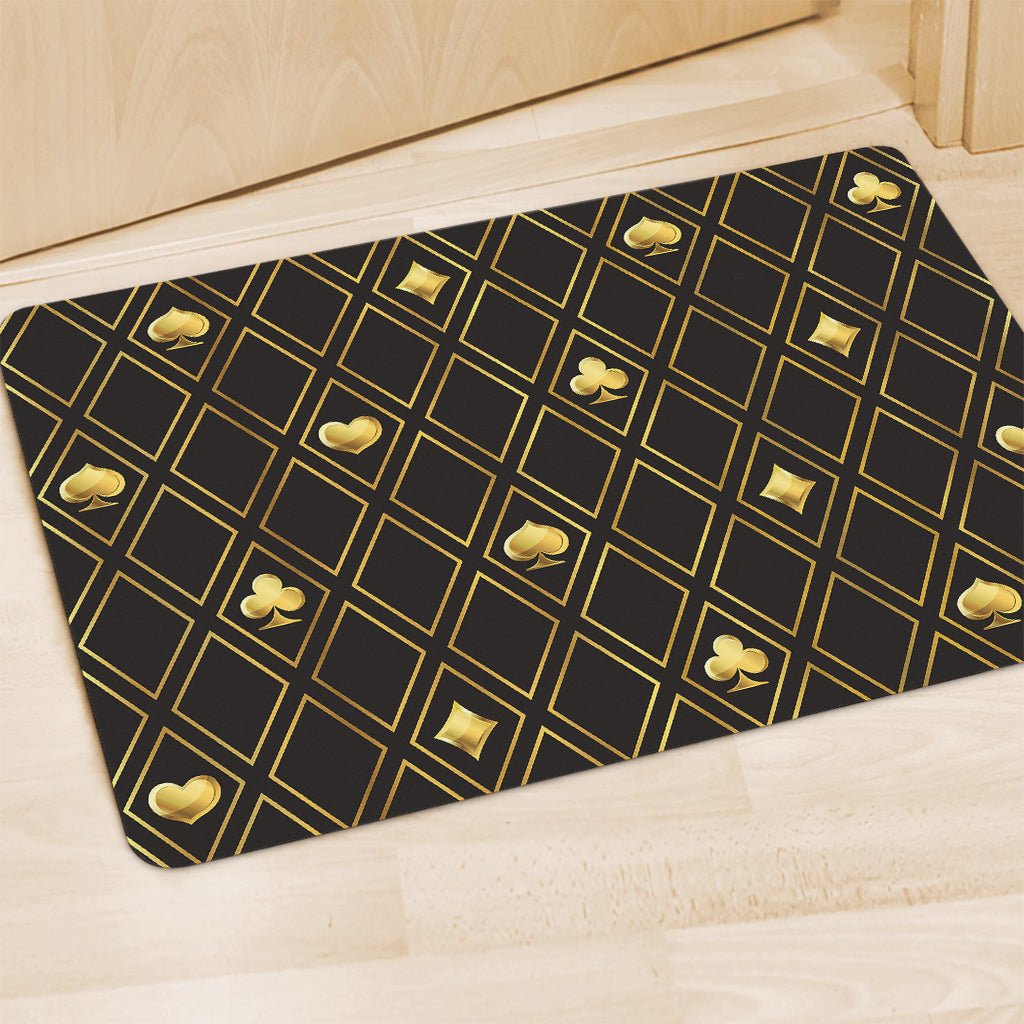 Gold Playing Card Suits Pattern Print Polyester Doormat