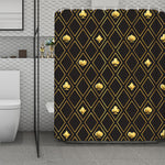 Gold Playing Card Suits Pattern Print Polyester Shower Curtain