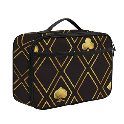 Gold Playing Card Suits Pattern Print Portable Lunch Bag
