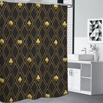 Gold Playing Card Suits Pattern Print Premium Shower Curtain