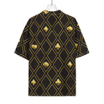 Gold Playing Card Suits Pattern Print Rayon Hawaiian Shirt