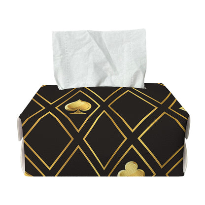 Gold Playing Card Suits Pattern Print Rectangle Tissue Box Cover