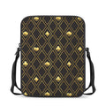 Gold Playing Card Suits Pattern Print Rectangular Crossbody Bag