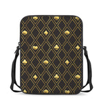 Gold Playing Card Suits Pattern Print Rectangular Crossbody Bag