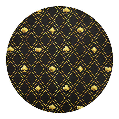 Gold Playing Card Suits Pattern Print Round Blanket