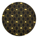 Gold Playing Card Suits Pattern Print Round Blanket