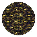 Gold Playing Card Suits Pattern Print Round Floor Mat