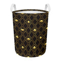 Gold Playing Card Suits Pattern Print Round Laundry Basket
