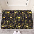 Gold Playing Card Suits Pattern Print Rubber Doormat