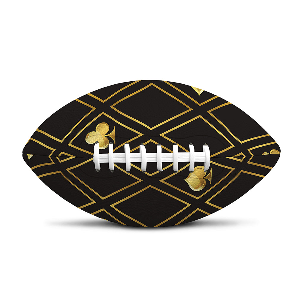Gold Playing Card Suits Pattern Print Rugby Ball