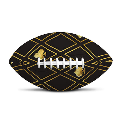 Gold Playing Card Suits Pattern Print Rugby Ball