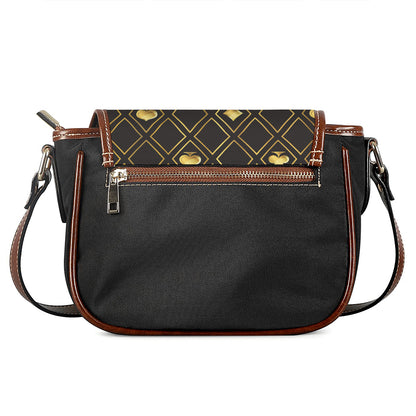 Gold Playing Card Suits Pattern Print Saddle Bag