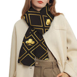 Gold Playing Card Suits Pattern Print Scarf