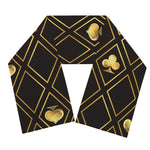 Gold Playing Card Suits Pattern Print Scarf