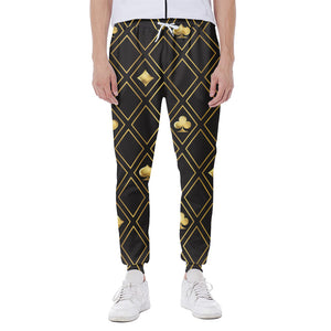 Gold Playing Card Suits Pattern Print Scuba Joggers