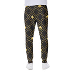 Gold Playing Card Suits Pattern Print Scuba Joggers