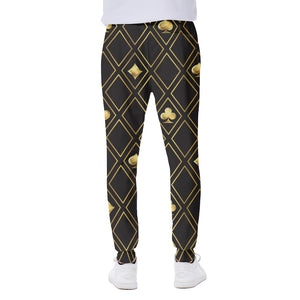 Gold Playing Card Suits Pattern Print Scuba Joggers