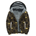 Gold Playing Card Suits Pattern Print Sherpa Lined Zip Up Hoodie
