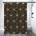 Gold Playing Card Suits Pattern Print Shower Curtain