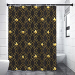 Gold Playing Card Suits Pattern Print Shower Curtain