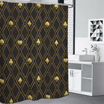 Gold Playing Card Suits Pattern Print Shower Curtain