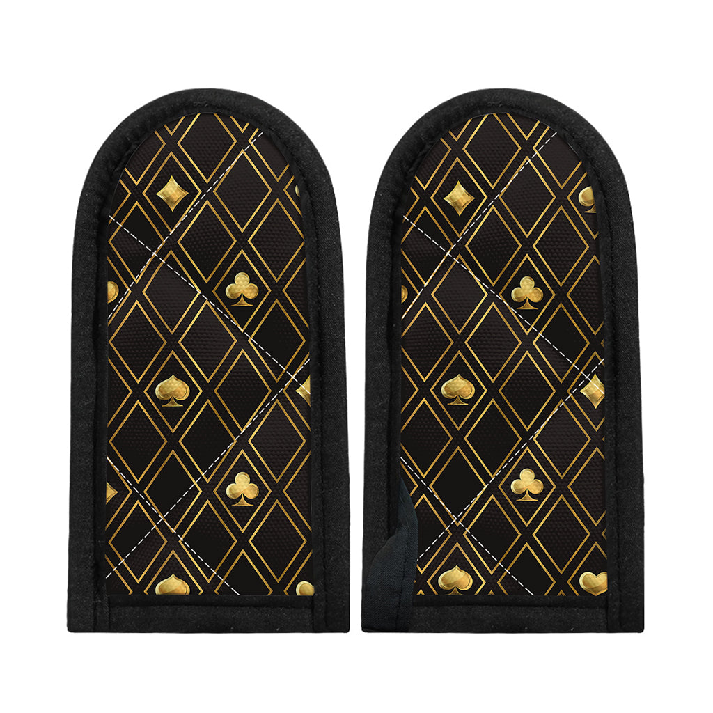 Gold Playing Card Suits Pattern Print Skillet Handle Cover