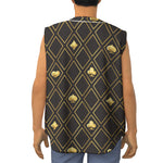 Gold Playing Card Suits Pattern Print Sleeveless Baseball Jersey