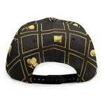 Gold Playing Card Suits Pattern Print Snapback Cap