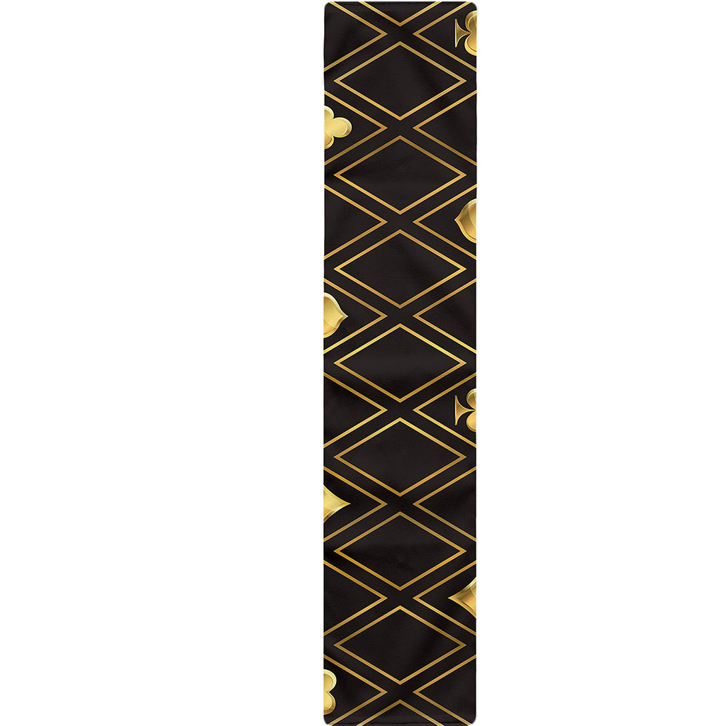 Gold Playing Card Suits Pattern Print Table Runner