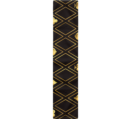 Gold Playing Card Suits Pattern Print Table Runner