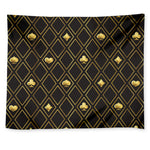 Gold Playing Card Suits Pattern Print Tapestry