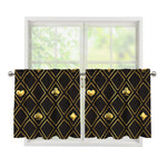 Gold Playing Card Suits Pattern Print Tier Curtains