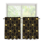 Gold Playing Card Suits Pattern Print Tier Curtains