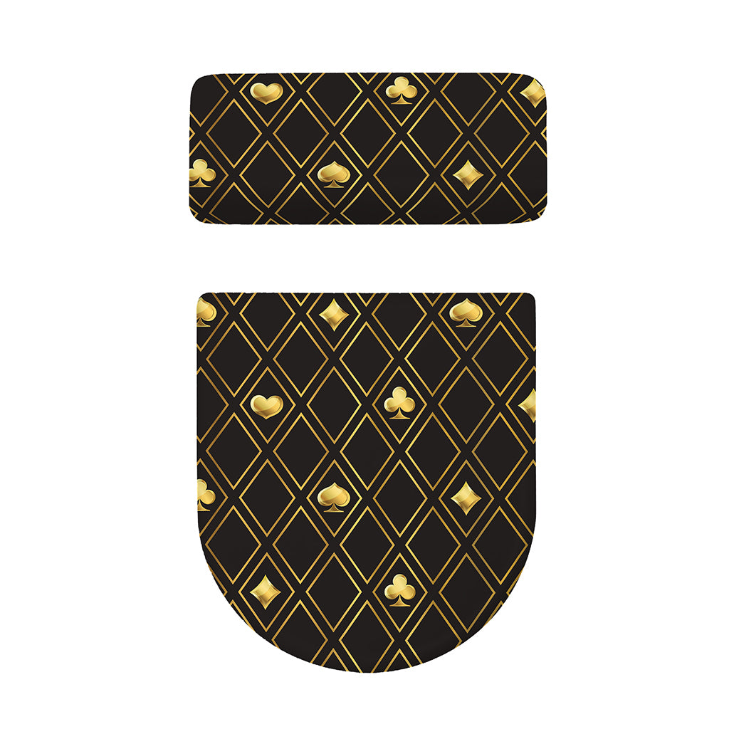 Gold Playing Card Suits Pattern Print Toilet Lid And Tank Cover Set