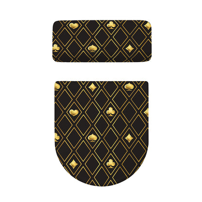 Gold Playing Card Suits Pattern Print Toilet Lid And Tank Cover Set