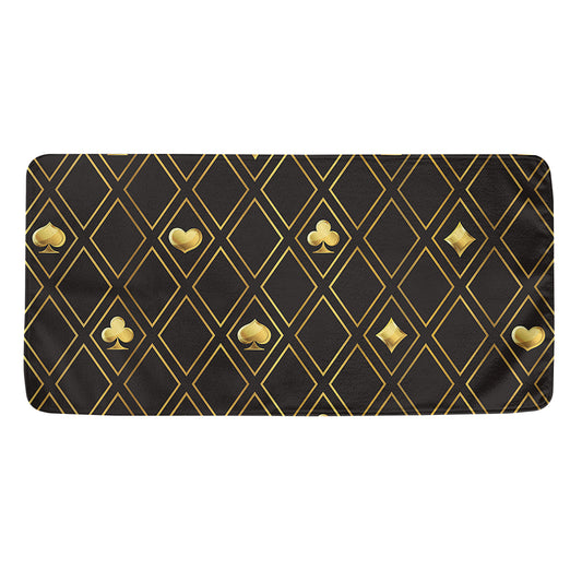 Gold Playing Card Suits Pattern Print Towel
