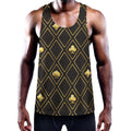 Gold Playing Card Suits Pattern Print Men's Workout Tank Top