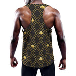Gold Playing Card Suits Pattern Print Training Tank Top