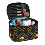 Gold Playing Card Suits Pattern Print Travel Makeup Bag