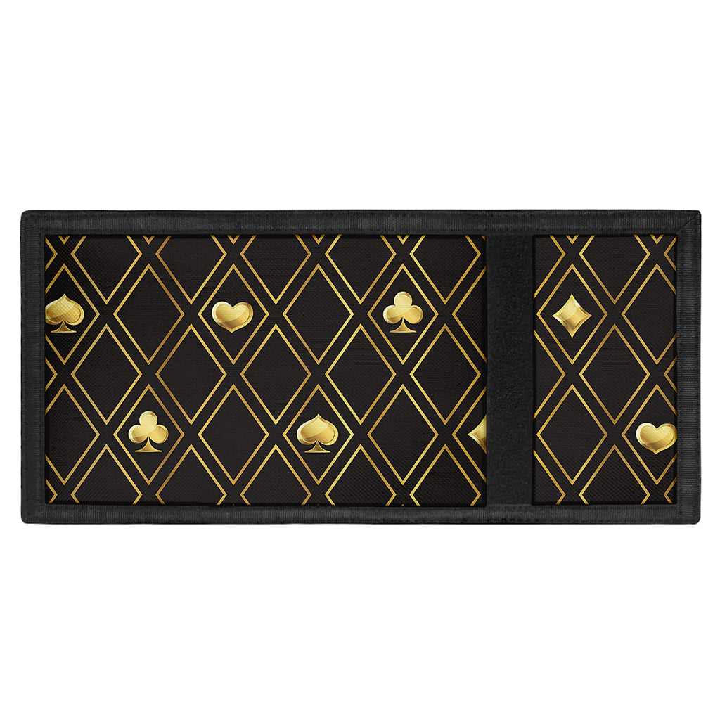 Gold Playing Card Suits Pattern Print Trifold Wallet