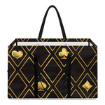 Gold Playing Card Suits Pattern Print Utility Tote Bag