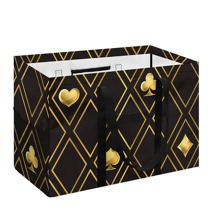 Gold Playing Card Suits Pattern Print Utility Tote Bag