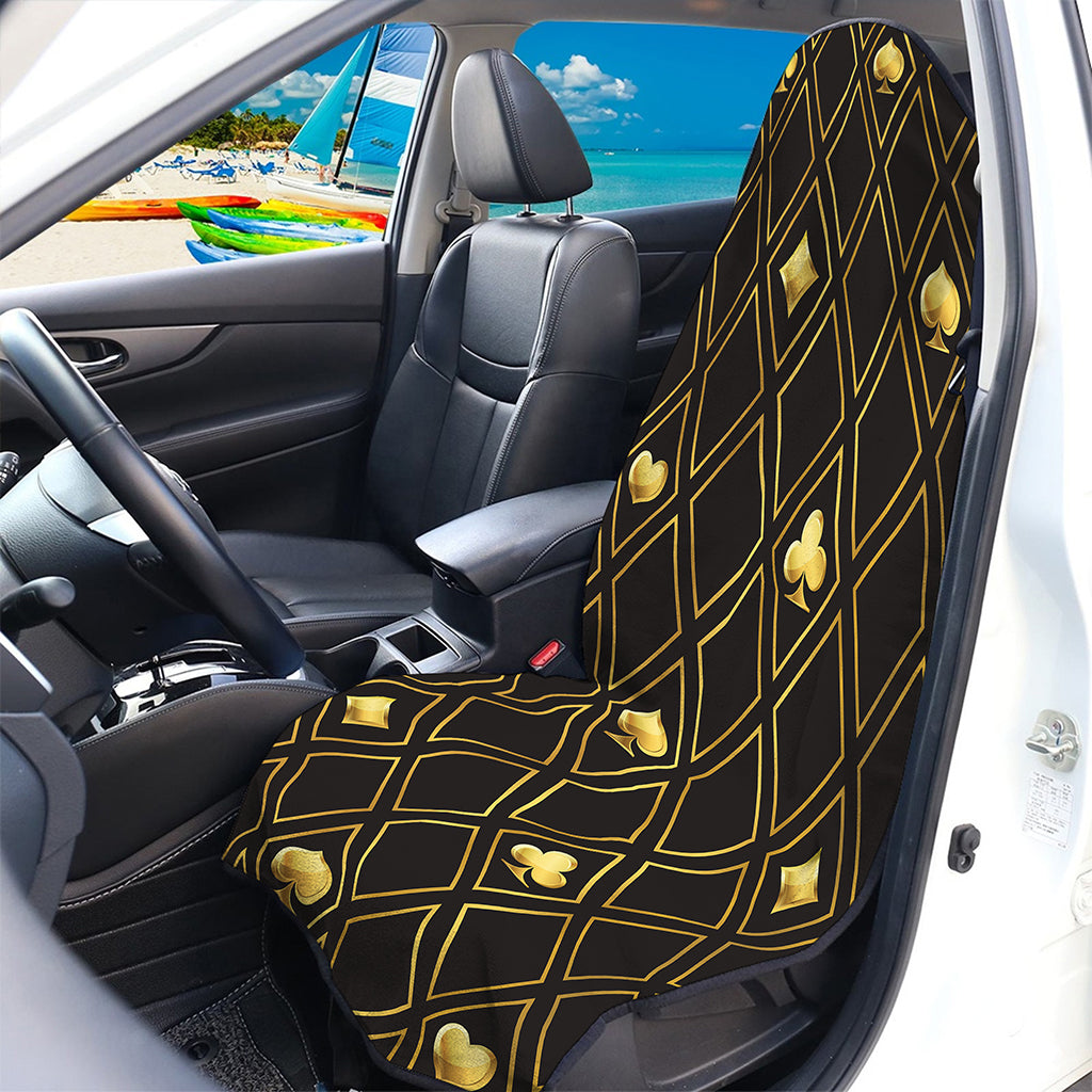 Gold Playing Card Suits Pattern Print Waterproof Car Seat Cover