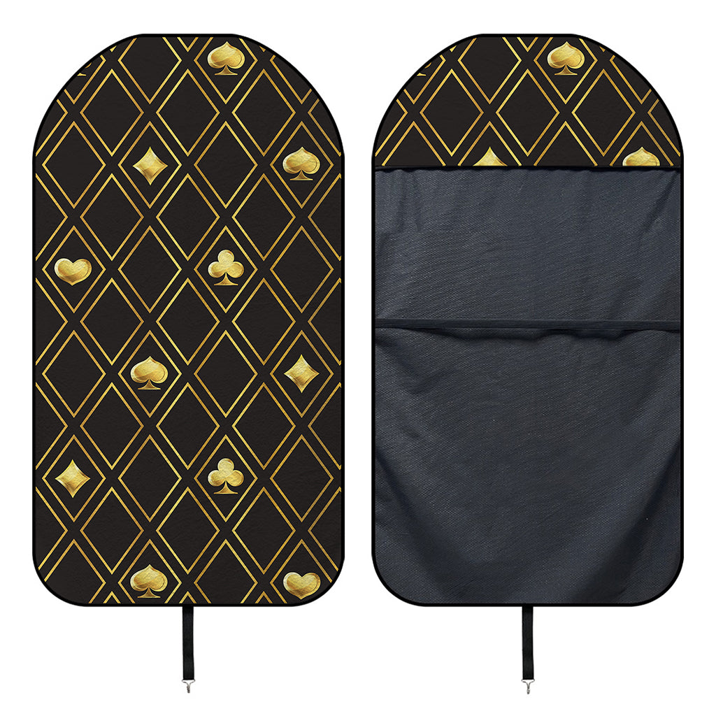 Gold Playing Card Suits Pattern Print Waterproof Car Seat Cover
