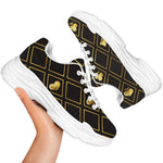 Gold Playing Card Suits Pattern Print White Chunky Shoes