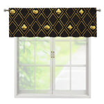 Gold Playing Card Suits Pattern Print Window Valance