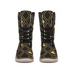 Gold Playing Card Suits Pattern Print Winter Boots